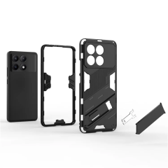Microcase Poco X6 Pro /Xiaomi Redmi K70E Matrix Serisi Armor Standlı Perfect Koruma Kılıf - Siyah Al3416
