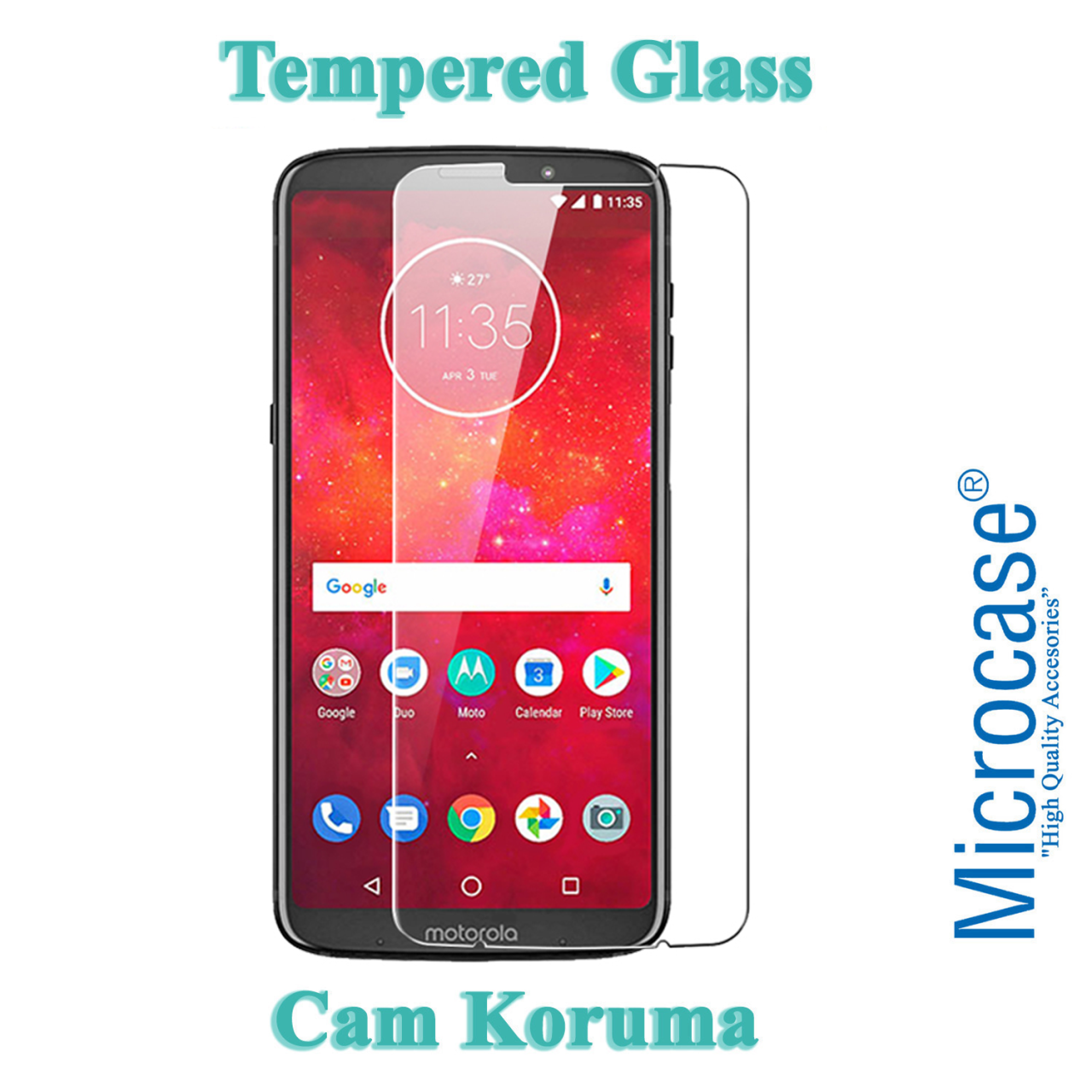 Motorola Moto Z3 Play Tempered Glass Cam Ekran Koruma