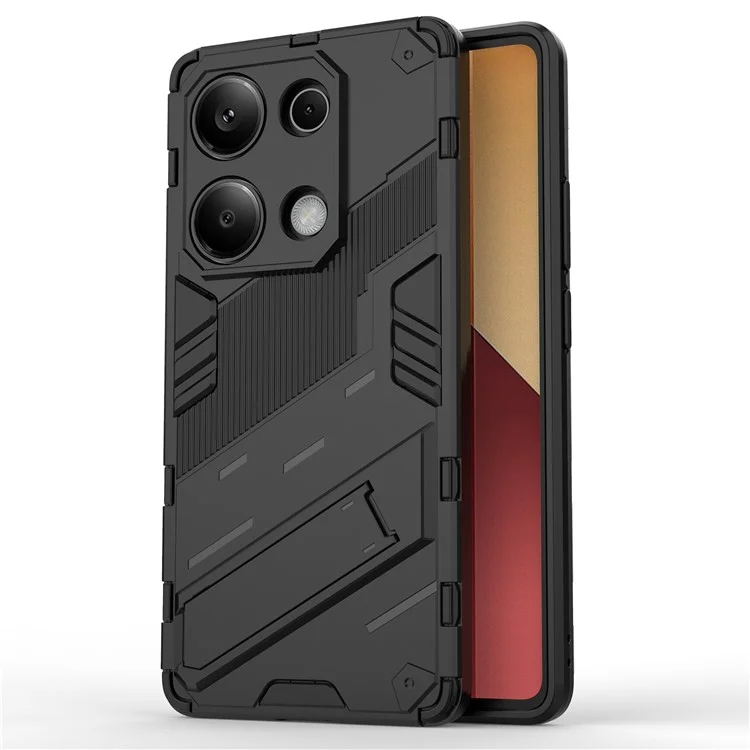 Microcase Poco M6 Pro 4G / Redmi NOTE 13 PRO 4G Matrix Serisi Armor Standlı Perfect Koruma Kılıf - Siyah Al3416