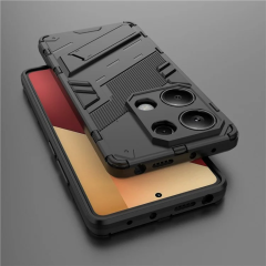 Microcase Poco M6 Pro 4G / Redmi NOTE 13 PRO 4G Matrix Serisi Armor Standlı Perfect Koruma Kılıf - Siyah Al3416