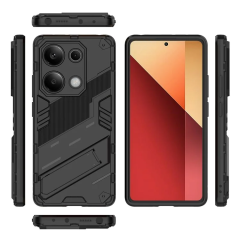 Microcase Poco M6 Pro 4G / Redmi NOTE 13 PRO 4G Matrix Serisi Armor Standlı Perfect Koruma Kılıf - Siyah Al3416