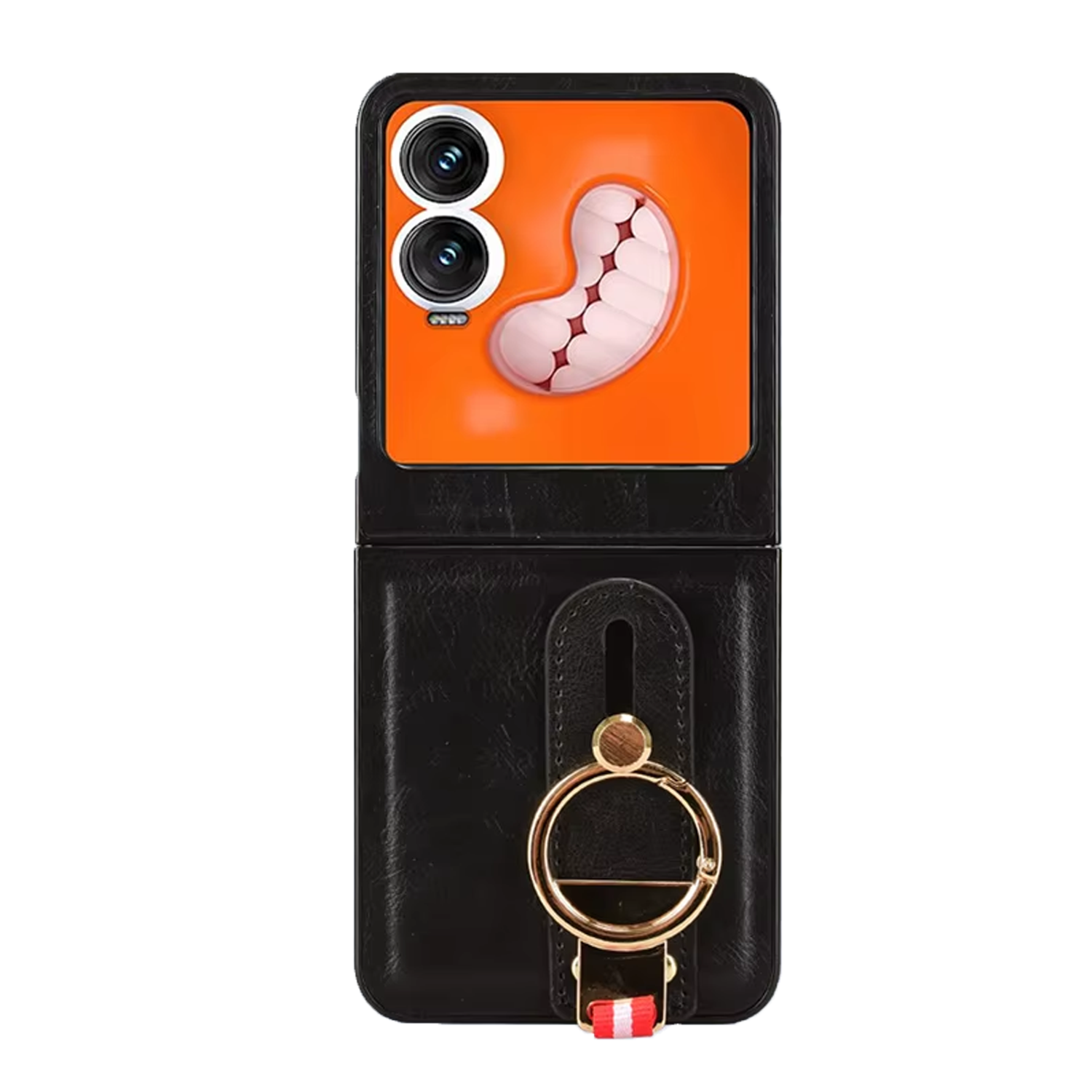Microcase Tecno Phantom V Flip2 Askılıklı Standlı Açacaklı Deri Kılıf-AL5118
