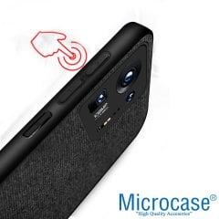 Microcase Xiaomi Mix 4 Fabrik Serisi Kumaş ve Deri Desen Kılıf - Siyah