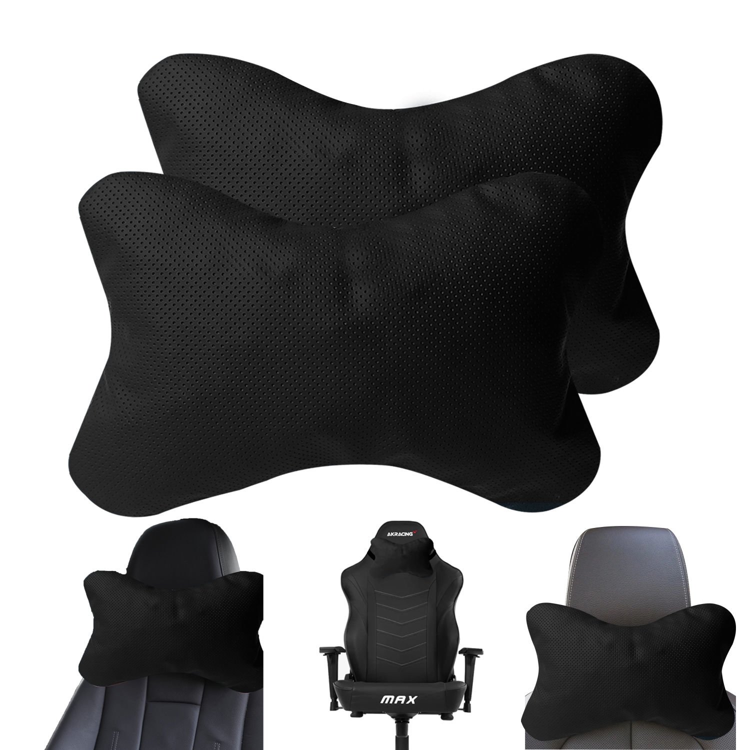 Microcase 3D Ortopedik Oto Araç Oyuncu Koltuk Boyun Yastığı 25x17cm 2 Adet AL4335 Siyah