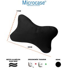 Microcase 3D Ortopedik Oto Araç Oyuncu Koltuk Boyun Yastığı 25x17cm 2 Adet AL4335 Siyah