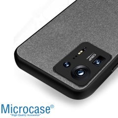 Microcase Xiaomi Mix 4 Fabrik Serisi Kumaş ve Deri Desen Kılıf - Gri