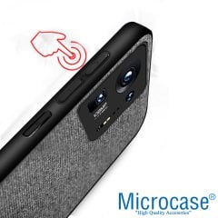 Microcase Xiaomi Mix 4 Fabrik Serisi Kumaş ve Deri Desen Kılıf - Gri