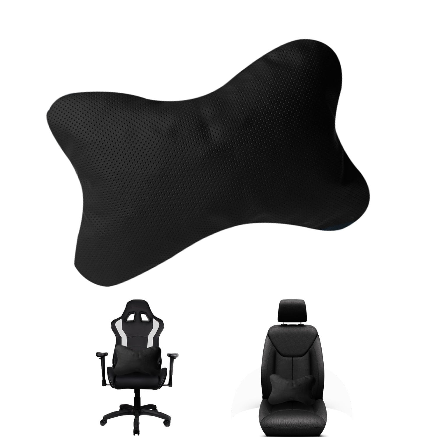 Microcase 3D Ortopedik Oto Araç Oyuncu Koltuk Bel Destek yastığı 36x26cm 1 Adet AL4336 Siyah