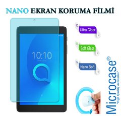 Microcase Alcatel 3T 8 inch Tablet Universal Döner Standlı Tablet Kılıfı + Nano Esnek Ekran Koruma Filmi Kırmızı