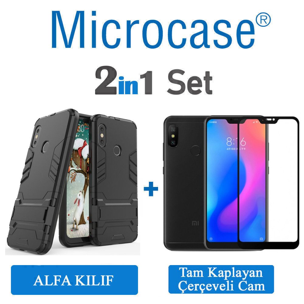 Xiaomi Mi A2 Lite Alfa Armor Kılıf + Tam Kaplayan Cam