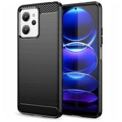 Microcase Xiaomi Redmi 12 4G Brushed Carbon Fiber Silikon Kılıf - Siyah AL3332