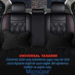Microcase 3D Ortopedik Oto Araç Oyuncu Koltuk Bel Destek yastığı 36x26cm 2 Adet AL4336 Siyah