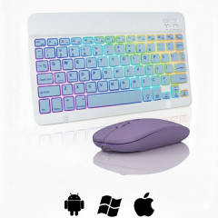 Microcase RGB Tablet ve Telefonlar için Türkçe Bluetooth Klavye ve Mouse Set - AL7815 Mor