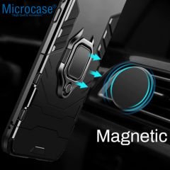 Microcase Xiaomi Poco X7/Redmi Note 14 Pro 5G ile Uyumlu Batman Serisi Yüzük Standlı Armor Kılıf - Siyah AL3349